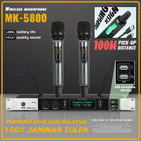 MK-5800หนึ่งคนลาก dan Dua Penerima Mikrofon Tanpa Wayar Profesional Band Frekuensi UHF dengan USB Mengecas Antara