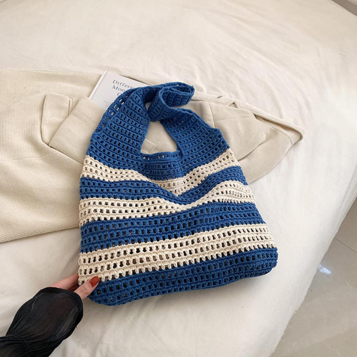 knitted-bag-simplicity-stripe-hollowed-out-niche-lady-design