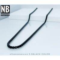 B-693 สร้อยสแตนเลสแท้ ลายผ่าหวาย 3.5 สีblack color  ยาว22นิ้ว สีดำ ไม่ลอก ไม่ขึ่นสนิม ใส่อาบน้ำได้ ตะขอก้ามปู แฟชั่น