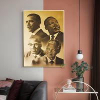 Obama โปสเตอร์รูปภาพตกแต่งผนังพิมพ์ลาย Malcolm X Martin Luther King Barack สำหรับ0809อยู่อาศัย