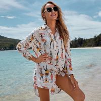 2022 New Beach Cover Up Print Bikini Cover Up Women Beach Cardigan Summer Beach Dress Ladies Tunics Swimsuit Cover Ups Beachwear