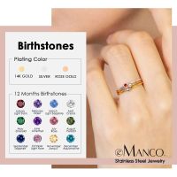 eManco 316 Stainless Steel Birthstone Ring Gold Color Simple Fashion Style For Women Festival Party Gift