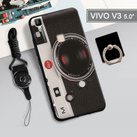 เคสนิ่มสำหรับ VIVO V3เคสโทรศัพท์ขนาด5.0นิ้วกล่องคลุมทั้งหมดทาสีป้องกันการตกกันรอยขีดข่วนฝามีที่ถือวงแหวนและเชือกโทรศัพท์