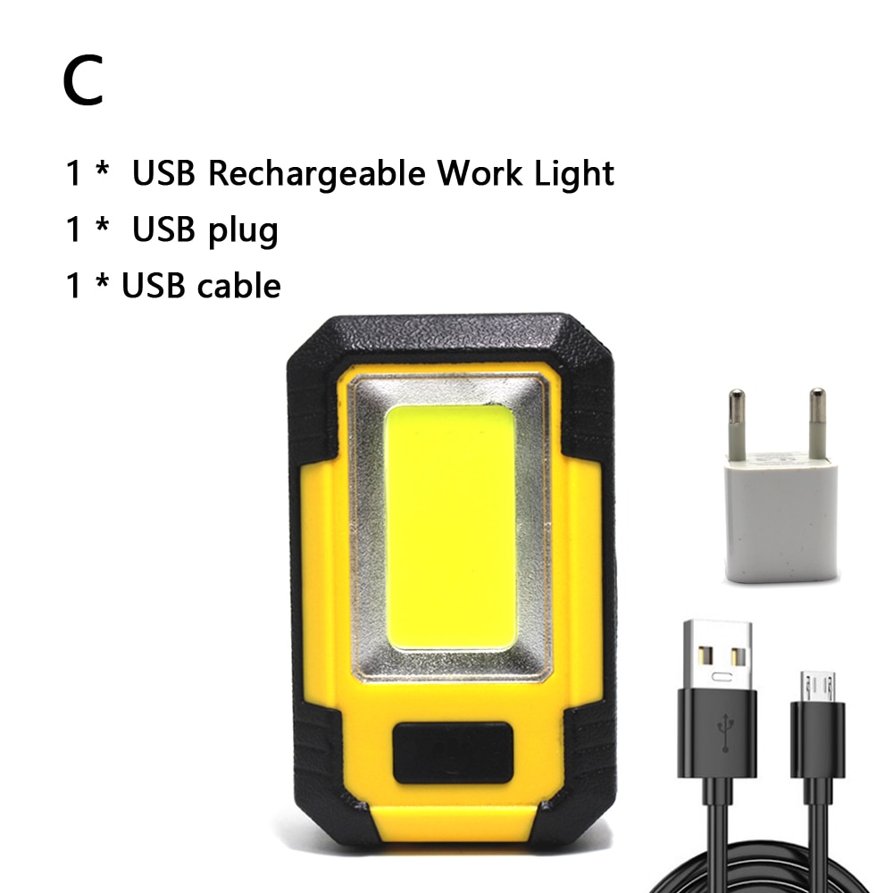 Rechargeable COB LED Work Light with Magnetic Base & Hanging Hook 30W 1200 Lumen Super Bright Inspection Torch Lamp Flashlight USB Charging Camping Lantern Outdoor Work Job Tool with Power Bank 
