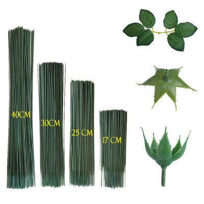【cw】17cm253040cm Artificial Flower Stems Rose leavesbase Iron Wire Stem DIY Soap Paper Flower Stub Accessory Stems Craft Decor