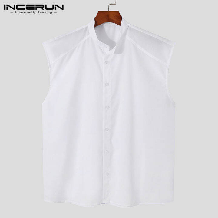 incerun-เสื้อลำลองแขนกุดคอวีสำหรับผู้ชายเสื้อทรงหลวมมีกระดุมเสื้อ-henley-tops-สไตล์ตะวันตก