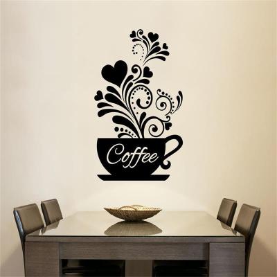 New Heart Coffee Cup Wall Stickers Door Stickers Art Design Home Decoration Wall Decals for Window Glass Sticker Home Decor PVC