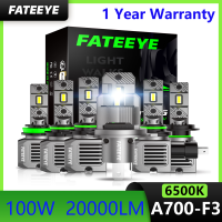 2 Pack FATEEYE F3 9005(HB3) 9006(HB4) 9012(HIR2) H4 H7 H11 ชุดหลอดไฟหน้ารถ LED 100W 20000LM 6500K ซุปเปอร์ไบร์ท ไฟ LED สีขาวสำหรับไฟสูง/ไฟตัดหมอกไฟต่ำ รับประกัน 1 ปี