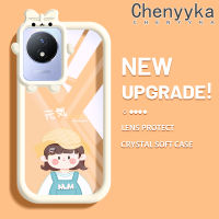 เคส Chenyyka สำหรับ VIVO Y02 Y11 Y02A 2023การ์ตูนน่ารักสาวน้อยเคสโทรศัพท์โปร่งใสสีสันสดใสกันกระแทกเคสซิลิโคนนิ่มน่ารักสัตว์ประหลาดน้อยเคสป้องกันเลนส์กล้องถ่ายรูป