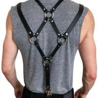 【YF】 Men Sexy Harajuku Faux Leather Body Chest Harness Suspenders Punk Shoulder Strap R2LE