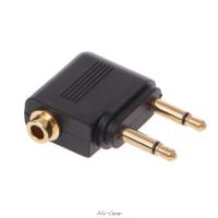 2pc Gold Nickel plated Air Plane 3.5mm Airplane Airline Headphone Mono Audio Converter Travel Jack Plug Splitter Adapter