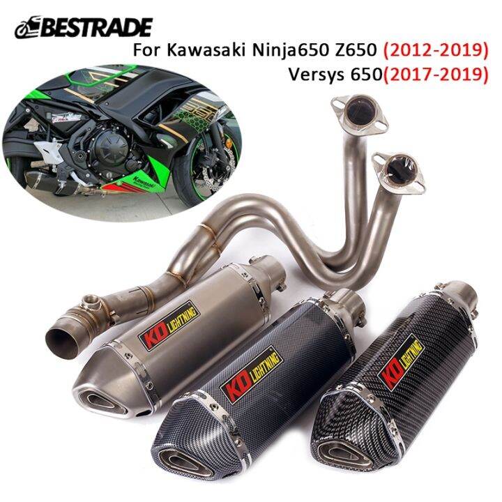 For Kawasaki Ninja 650 Z650 Versys 650 Motorcycle Full Exhaust System 51mm Mufflers Escape Front