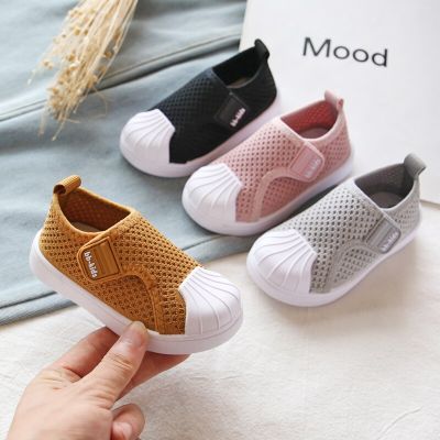 Spring And Autumn Boys And Girls Shoes Non-Slip Soft Bottom Toddler Shoes Breathable Shell-Toe Childrens Flying Knitting Shoes