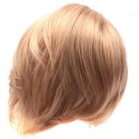 Short Layered Fluffy Wavy Full Synthetic Wig Blonde Highlights