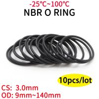 10ชิ้น NBR O แหวนซีลปะเก็นความหนา CS 3มิลลิเมตร OD 9 ~ 140มิลลิเมตรไนไตรล์ Butadiene ยาง Spacer น้ำมันต้านทานเครื่องซักผ้าทรงกลมสีดำ