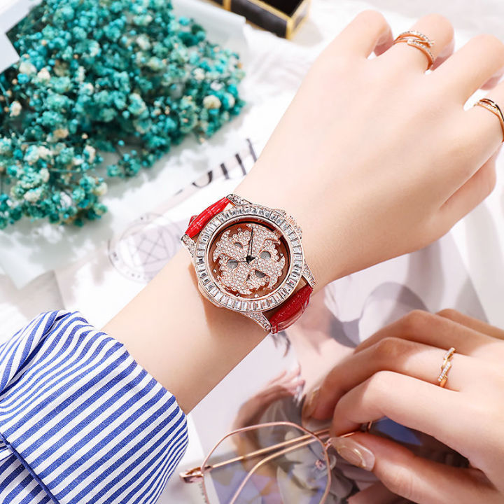 นาฬิกาแฟชั่นผู้หญิง2022นาฬิกาแฟชั่นใหม่นาฬิกาผู้หญิงหนังแท้เพชรกันน้ำนาฬิกาแฟชั่นแมทช์ลุคง่าย