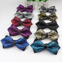 {EDDLYT}ผู้ชายหนังหัวเข็มขัด Bowtie Paisley ผีเสื้อ Knot อุปกรณ์เสริมหรูหรา Bow Tie สีดำ Cravat อย่างเป็นทางการชุดงานแต่งงาน Ties