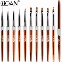 BQAN 10 Style Rose Gold Nail Brush Nail Art Brush Line Painting Brushes Crystal Acrylic Thin Liner Drawing Pen Manicure UV Gel Artist Brushes Tools