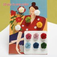 10pcs/pack Rose Flower Heads Design Resin Flatback DIY Handmade Crafts Making