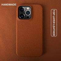 For iphone 14 Pro Max Case Luxury Genuine Leather Cover Business Phone Cases Back Cover For iphone 13 12Pro 11 XR XS Max Coque