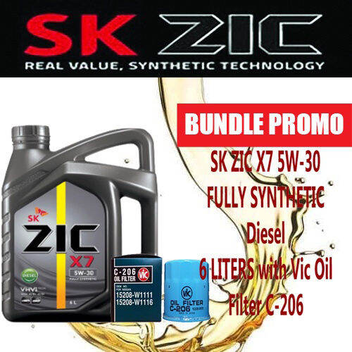 SK ZIC X7 5W-30 Diesel Fully Synthetic 6 Liters with Vic Oil Filter C ...