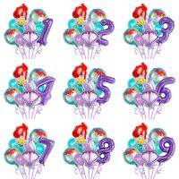 hot【cw】 9pcs/Set The Little Ariel Birthday Foil Balloons Decoration Baby Shower Tail Helium ballon Supply