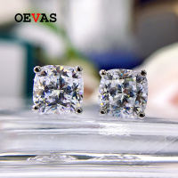 OEVAS 100 925 Sterling Silver 7*7mm High Carbon Diamond Stud Earrings For Women Sparkling Wedding Party Fine Jewerly Wholesale