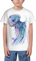 Watercolor Jellyfish Youth Short Sleeve T-Shirt 3D Graphic Tee Tops Shirts for Boys Teens