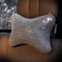 Fashion Rhinestone Crystal Car Neck Pillow Diamond Auto Headrest Waist Support Pillows Holder Bling Car Interior Accessories Seat Cushions