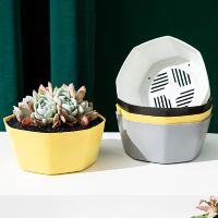 【Ready Stock】 ☃► D50 1 PCS Nordic Simple Flower Pots Thickened Resin Plastic Indoor Succulents Large Diameter Creative Large Flower Pots