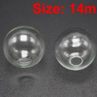 20 Clear Mini Lightbulb Globe Glass Bottle Vial With Hole 14mm For Earring Pendants