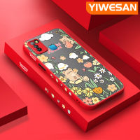 YIWESAN เคสสำหรับ Infinix Smart 5 Hot 10 Lite เคส X657 X657C ลายการ์ตูนดอกไม้มีน้ำค้างแข็งโปร่งใสกรอบขอบสี่เหลี่ยมด้านข้างแข็งลายกล้องปลอกซิลิโคนเคสนิ่มป้องกันการกระแทก