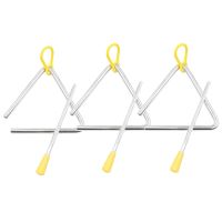 Music Triangle Instrument Set, Hand Percussion Triangle Children Musical Instrument with Striker 3 Pack Triangle 4 Inch