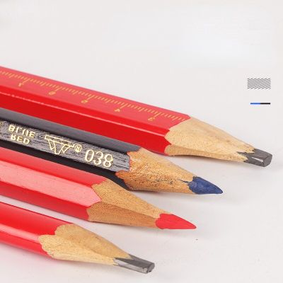 20pcs Woodworking Pencil Octagonal Thick Core Red and Blue Two-color Marking Special Hexagonal Engineering Drawing Pen
