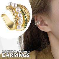 1pcs Multi-layer And Multi-circle Zircon Pearl Ear Earless Personality Clip Bone Earrings Versatile Temperament N6A3