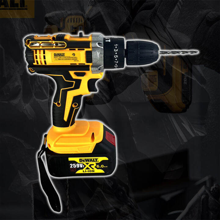 แบตก้อนใหญ่-dewalt-สว่านไร้สาย-3-ระบบ-259v-เจาะ-ขันน็อต-เจาะกระแทก-เจาะไม้-เจาะคอนกรีต-เจาะเหล็กได้-แบตใหญ่-ใช้งานยาวนาน-คุณภาพเยี่ยม-งานเทียบ