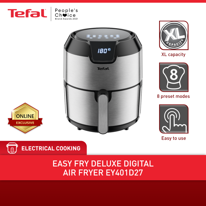 TEFAL Easy Fry Deluxe Digital Air Fryer XL Size EY401D27 (Silver) ~ 4 ...