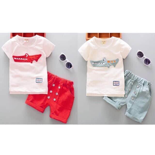 Baby Boy Tshirt Shorts Set Terno Boys Kids Toddler Crocodile Animal