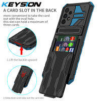 KEYSION เคสเกราะกันกระแทกสำหรับ Samsung A53 5G A73พร้อมช่องเสียบการ์ดกระเป๋าขาตั้งกล้องป้องกันโทรศัพท์ฝาหลังสำหรับ Samsung A33 5G