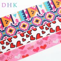 【CC】 1.5  39;  39; 5yards tribal heart valentine printed grosgrain Accessory hairbow headwear 38mm C1656