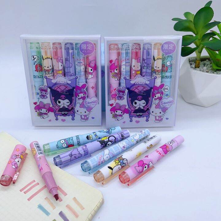 cute Sanrio 6pcs/set box Highlighter pen high-value color pochacco ...