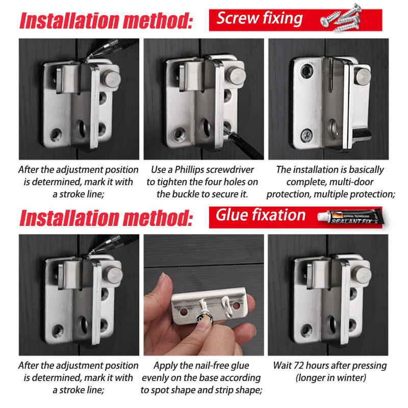 Pintu tugas berat Bolt kesselamatan pintu kunci keluli tahan karat perlindungan rumah kiri pintu kanan selak kunci Deadbolt Anti kecurian kesselamatan perkakasan