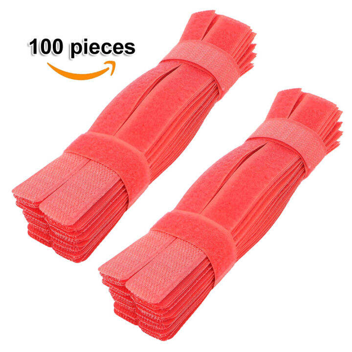 100pcs Reusable Magic Tape Fastening Velcro Strap Cable Cord Ties Wire