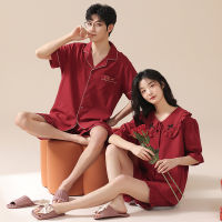 Fast Shipping Walv Ge Cotton Couple Pajamas Sweet Summer New Wedding Red Festive Set This Year Transsing Thin Home