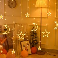 ZZOOI Fairy Lights 110V 220V LED Star Moon Christmas Garland Curtain String Light Outdoor Indoor for Home Wedding Party New Year Decor