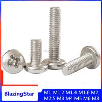 5102550Pcs M1.2 M4 M1.4 M1.6 M2 M8 M1 M5 M6 Micro ขนาดเล็ก304สแตนเลส Cross Phillips Pan หัวกลมสกรู Bolt