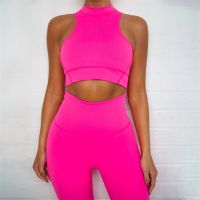 【YD】 1/2PCS Seamless Set Workout Sportswear Gym Clothing Crop Top Waist Leggings Suits Color