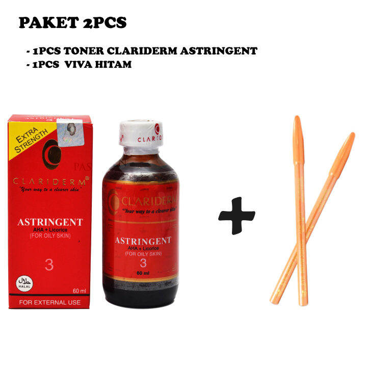 PAKET Clariderm Astringent Alkohol No 3 ORIGINAL + Pensil Alis Viva