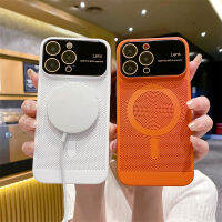 หน้าต่างใหญ่กริดแม่เหล็กระบายอากาศเคสระบายความร้อนฤดูร้อนสำหรับ IPhone 14 13 12 Pro Max ฮาร์ดฝาหลัง