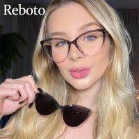 {Paopao glasses}แว่นกันแดดแม่เหล็ก2 In 1สำหรับผู้หญิงแว่นกันแดดเลนส์โพลาไรซ์ทรงตาแมวสำหรับผู้หญิง2021สำหรับผู้หญิงแว่นป้องกันแสงสีฟ้า